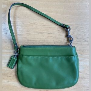 Coach green leather wristlet. Excellent condition